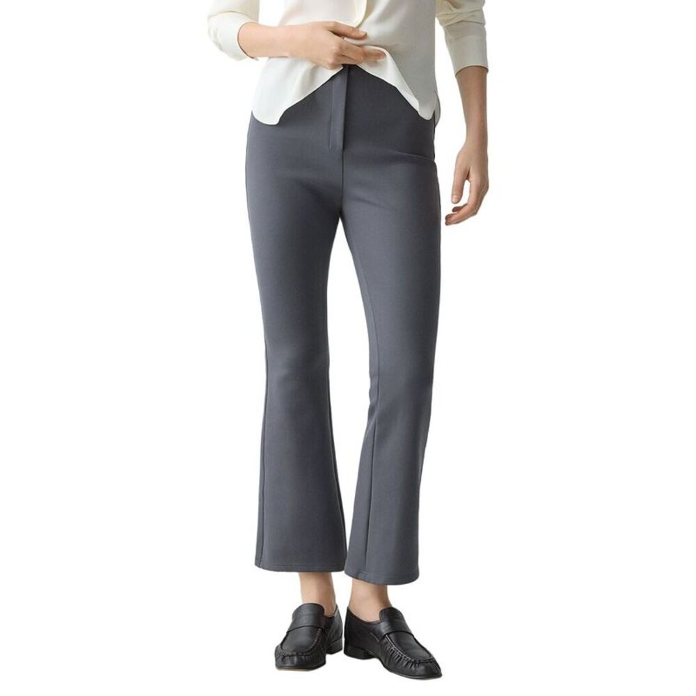 Theory Womens High-Waist Kick Wool-Blend Pant, Grey